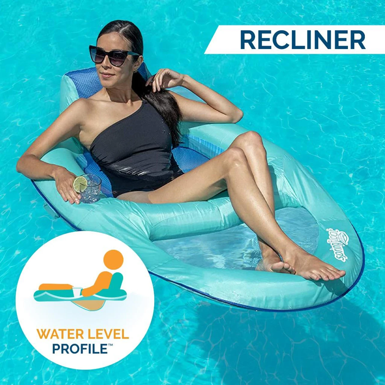 Spring Float Recliner - Swim Lounger For Pool Or Lake With Hyper-Flate Valve, 7 Spring Float Recliner - Swim Lounger For Pool Or Lake With Hyper-Flate Valve, - Image 5