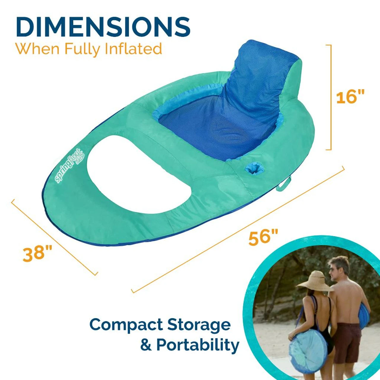 Spring Float Recliner - Swim Lounger For Pool Or Lake With Hyper-Flate Valve, 9 Spring Float Recliner - Swim Lounger For Pool Or Lake With Hyper-Flate Valve, - Image 7