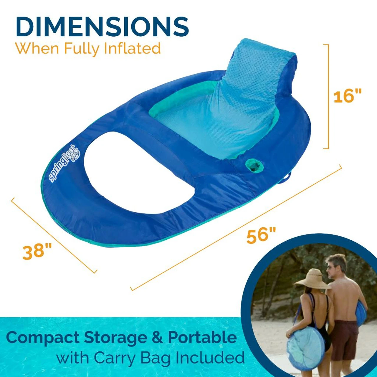 Spring Float Recliner - Swim Lounger For Pool Or Lake With Hyper-Flate Valve, 11 Spring Float Recliner - Swim Lounger For Pool Or Lake With Hyper-Flate Valve, - Image 9